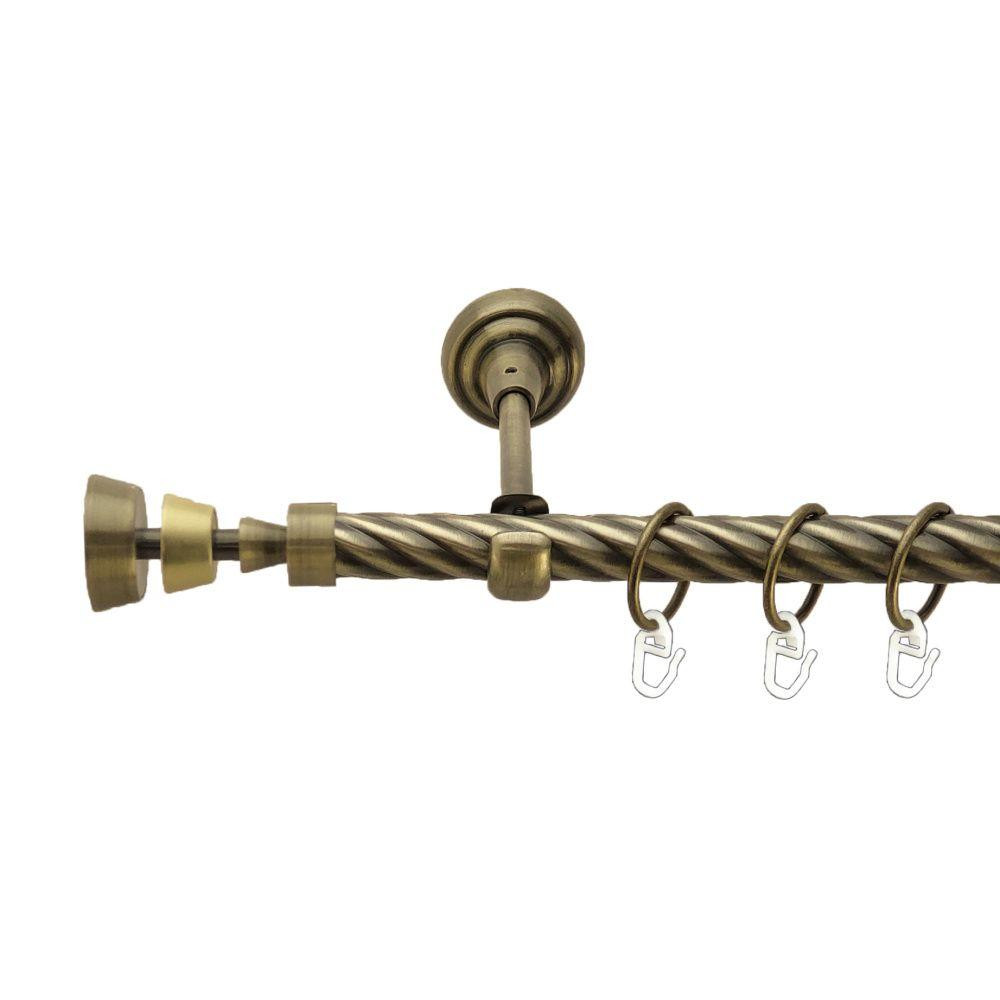 Карниз Orvit Піраміса металевий однорядний відкритий скручена труба кільце металеве Антик 19 мм 160 см (00-00017177) Львів - фото 1