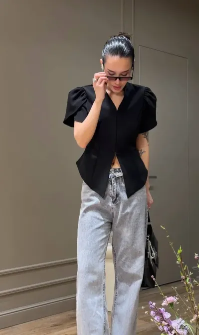 Женская куртка с чёрно-белым пеплум Одесса - изображение 6