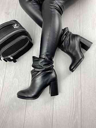 Injers Черевики жіночі INJERS чорні натуральна шкіра зима висота 13,5см каблук 8см (2894) 38р.3 Коломия