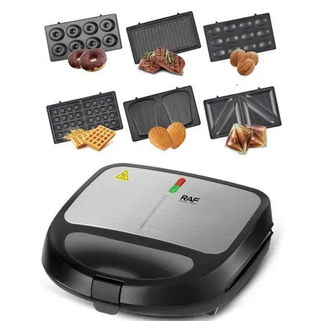 Мультимейкер (мультипекарь) RAF R-541 850Вт со сменными пластинами Серебристый Винница - изображение 1