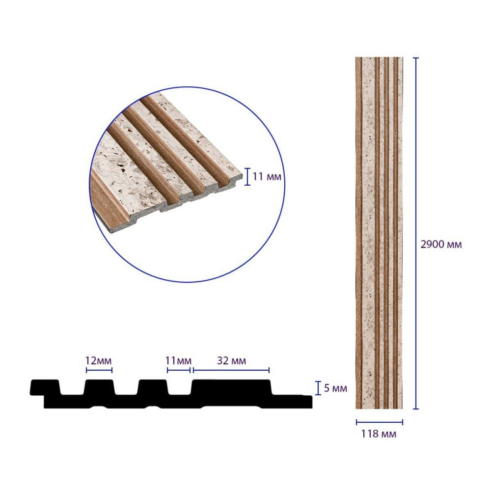 Рейка декоративна PS 2900х118х11мм Світлий мармур із золотими вкрапленнями 2900х120х11мм SW-00002141- Дніпро - фото 9