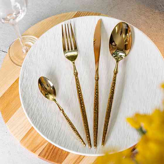 Набір столових приборів золото на 6 персон 24 предмети ложки, виделки, ножі Золото HP-20-15 Київ