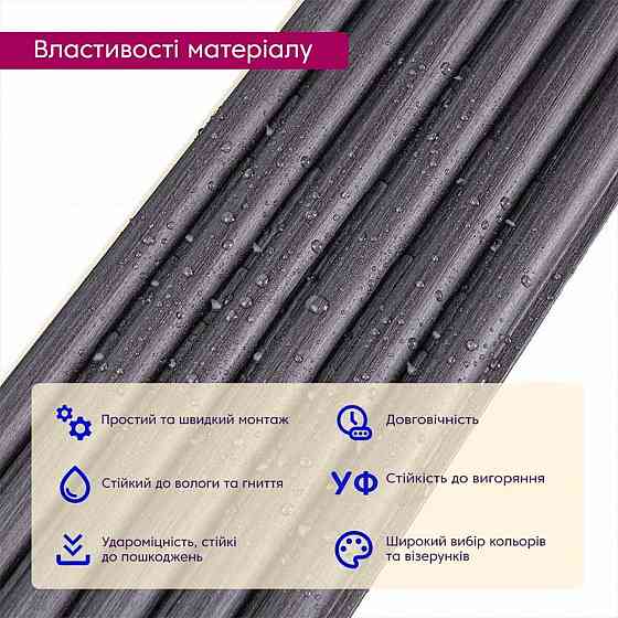 Рейка декоративная WPC круглая стеновая 3000х152х15мм Графит SW-00001873 Днепр