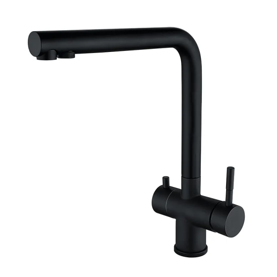 Кухонный смеситель Zerix LUX-021 Black с выходом для питьевой воды из нержавеющей стали SUS304 (ZX4870) Харьков