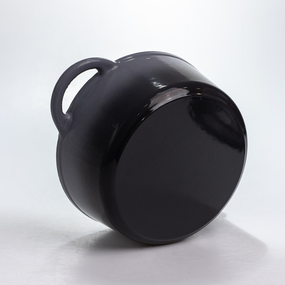 Каструля чавунна 2.5 л емальована з кришкою посуд для тушкування запікання томління кухонна Сіра HP-1-14-GREY Коломия - фото 7