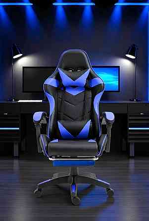 Игровое эргономичное компьютерное кресло Vicotan VIP с подставкой для ног, черно-синее, с регулировкой наклона Львов