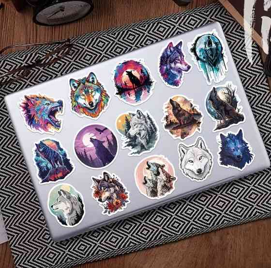 Набор из 50 водостойких наклеек «Волки» | Виниловые наклейки для ноутбука, доски, гитары или скейтборда Киев