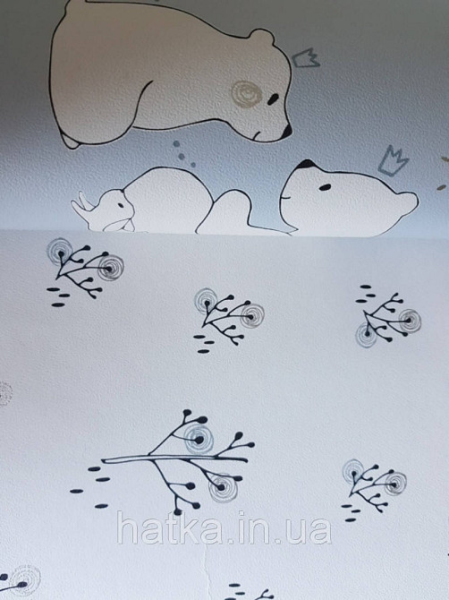 Шпалери флізелінові Decoprint Sweet Dreams дитячі дерева чорні гілки сріблясті сірі на білому 0,53x10,05 м Київ - фото 1