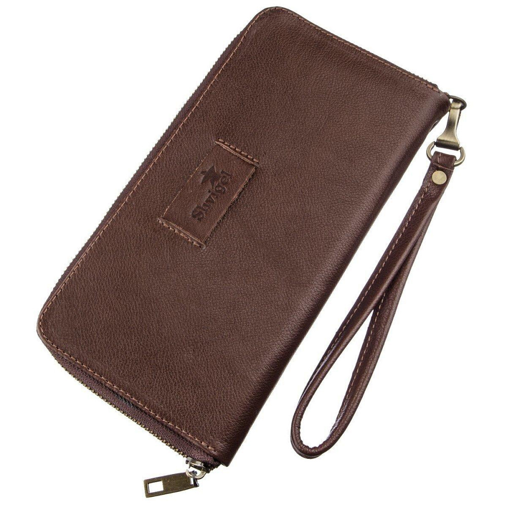 Мужской горизонтальный кожаный клатч Коричневый (SHVIGEL) Киев - изображение 1