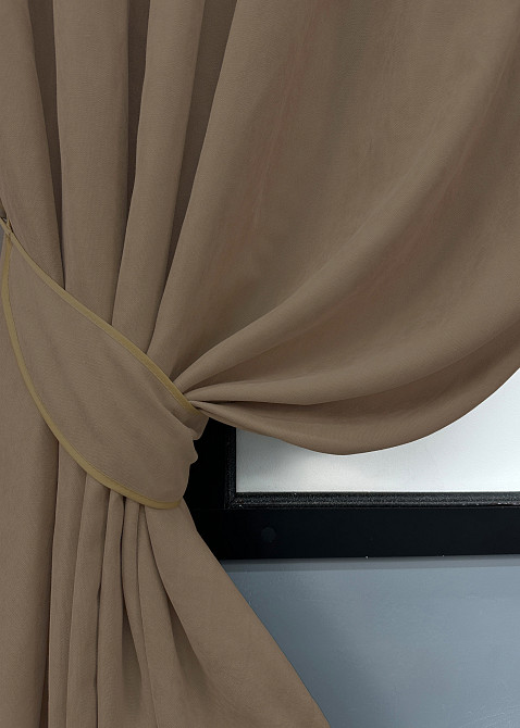 Комплект коротких штор VR-Textil Мікровелюр Petek YL № 1799ш Какао 130х170 см 2 шт (35-0381) Київ - фото 4