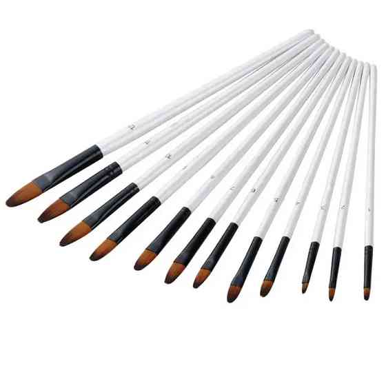 Набор кистей для рисования акварелью, акрилом и маслом, 12 шт, Форма Овальные Каменец-Подольский