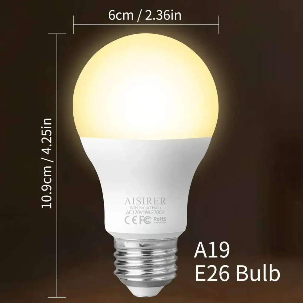 Умная светодиодная Wi-Fi лампочка AISIRER 9W (60W) E26, Smart Home, Голосовое управление, Alexa/Google/Siri Киев - изображение 3
