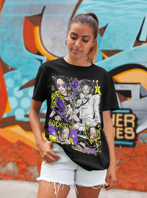 Футболка чоловіча з аніме принтом Нана Осакі Блакк Стонес оверсайз (S/M/L) Чорний AnimeJ1017 Дніпро - фото 5