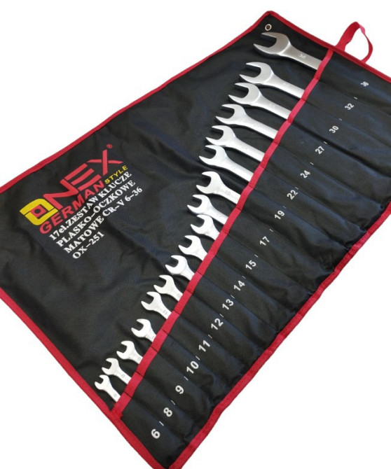 OX-251 Набір ріжкових ключів 17 шт 6-36 мм із гумовою ручкою, стійкі до навантажень, хромованадієва сталь Одеса - фото 2