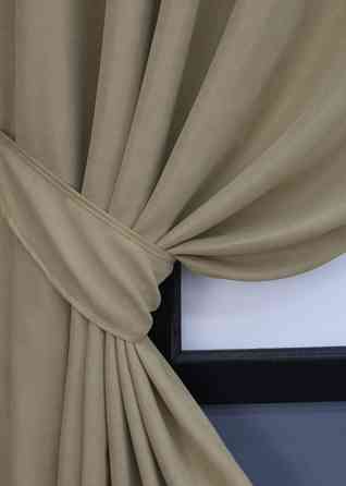 Комплект коротких штор VR-Textil Микровелюр SPARTA № 1196ш Бежевый 140х170 см 2 шт (35-0105) Киев