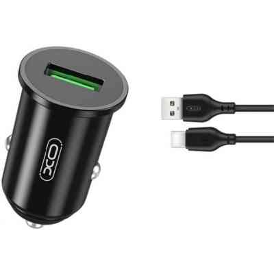 Зарядное устройство XO TZ12 QC3.0 (1USB/18W) + USB - Type-C Black (XO-TZ12-BK) Винница
