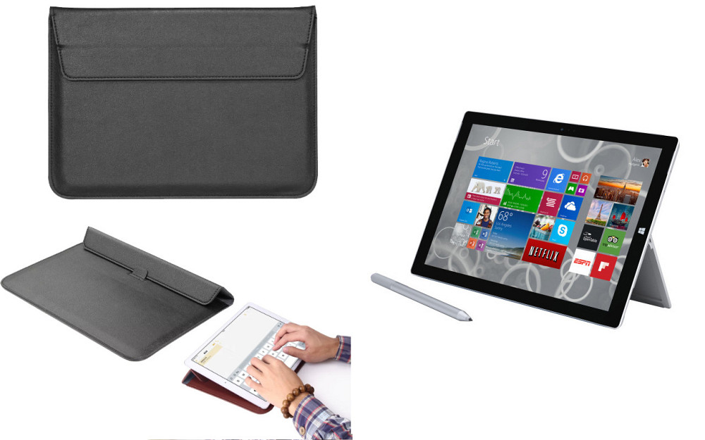 Чохол-конверт VitoCase для Microsoft Surface Pro 2, Pro 3, Pro 4, з функцією підставки для планшета Чорний Київ - фото 1
