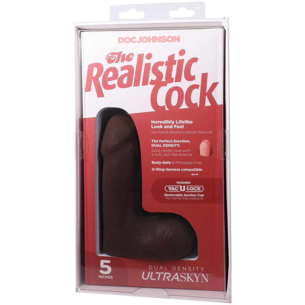 Фалоімітатор Doc Johnson The Realistic Cock ULTRASKYN - 5 Inch with Balls Chocolate Sex Aura Київ - фото 9