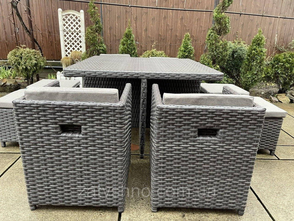 Ротангові меблі вуличні складні з пуфами та подушками Київ - фото 7