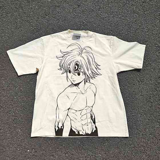 Футболка чоловіча з принтом аніме Аніме Севен Деадлй Сінс оверсайз (S/M/L) Черний Дніпро