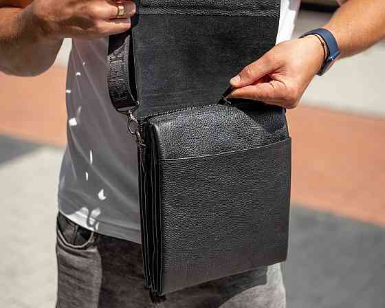 Чоловічий шкіряний месенджер 23х26х6, сумка планшет через плече BEXHILL TD-18621 чорний Київ