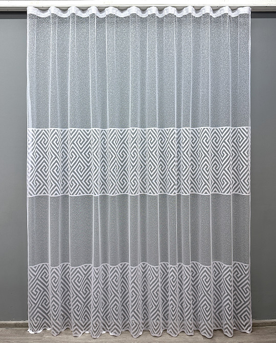 Тюль VR-Textil 1591т Ромб Меандр Жаккард Белый 400х270 см (42-1359) Киев - изображение 2