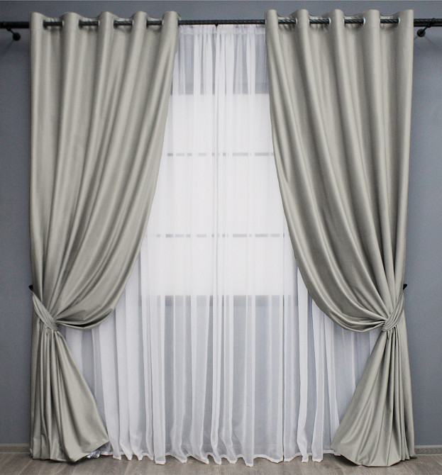 Комплект штор на люверсах VR-Textil Оксамит № 1657ш Сатин 150х280 см 2 шт (37-0231) Киев - изображение 2