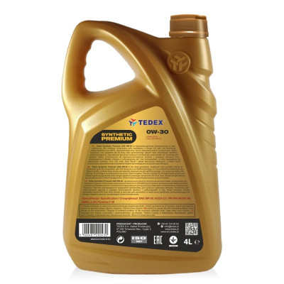Моторное масло TEDEX SYNTHETIC PREMIUM SM/CF/EC 0W30 4л Винница - изображение 2