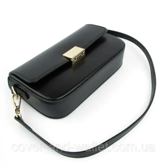 Маленька каркасна жіноча сумка чорного кольору з гладкої шкіри Virginia Conti Київ