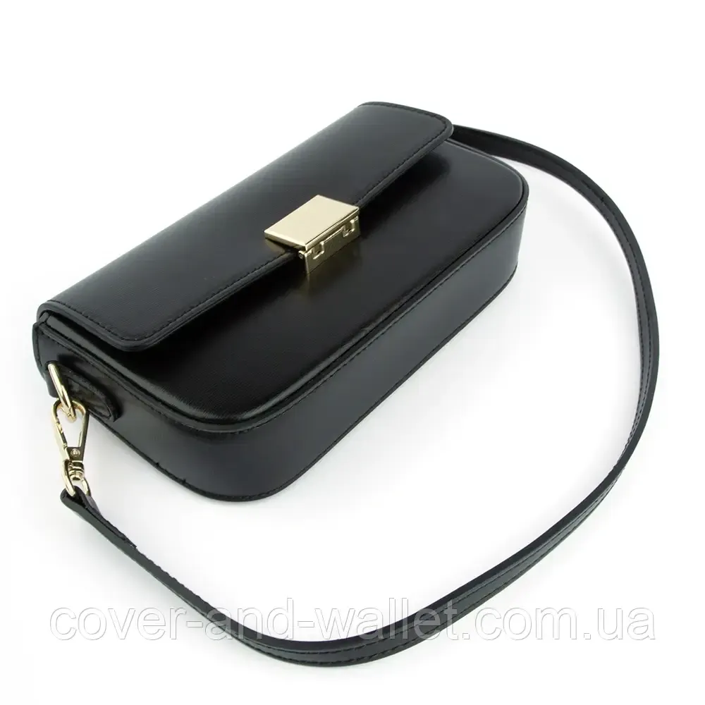 Маленька каркасна жіноча сумка чорного кольору з гладкої шкіри Virginia Conti Київ - фото 5