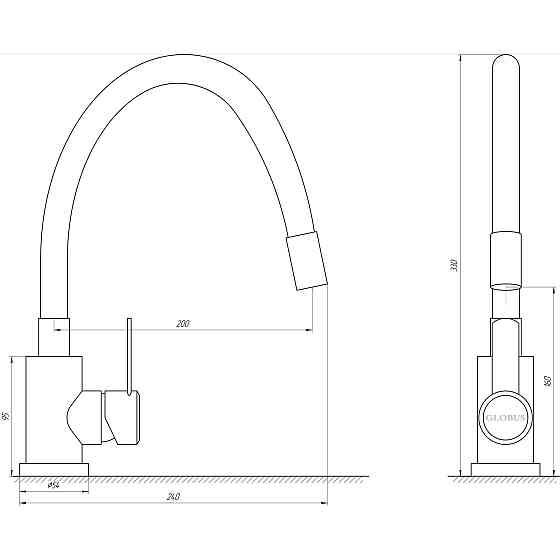 Змішувач для кухні Globus Lux WIEN SUS2-203SG Тернопіль