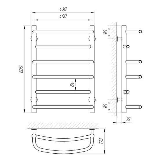 Водяна сушарка для рушників Laris Євромікс П6 400x600 Київ