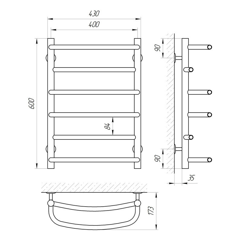 Водяна сушарка для рушників Laris Євромікс П6 400x600 Київ - фото 6
