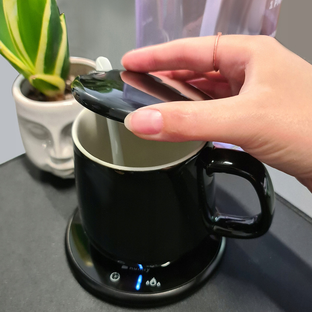 Кружка керамическая 400 мл с электрическим подогревом и ложкой Ruhhy (22125) Black Нововолынск - изображение 8