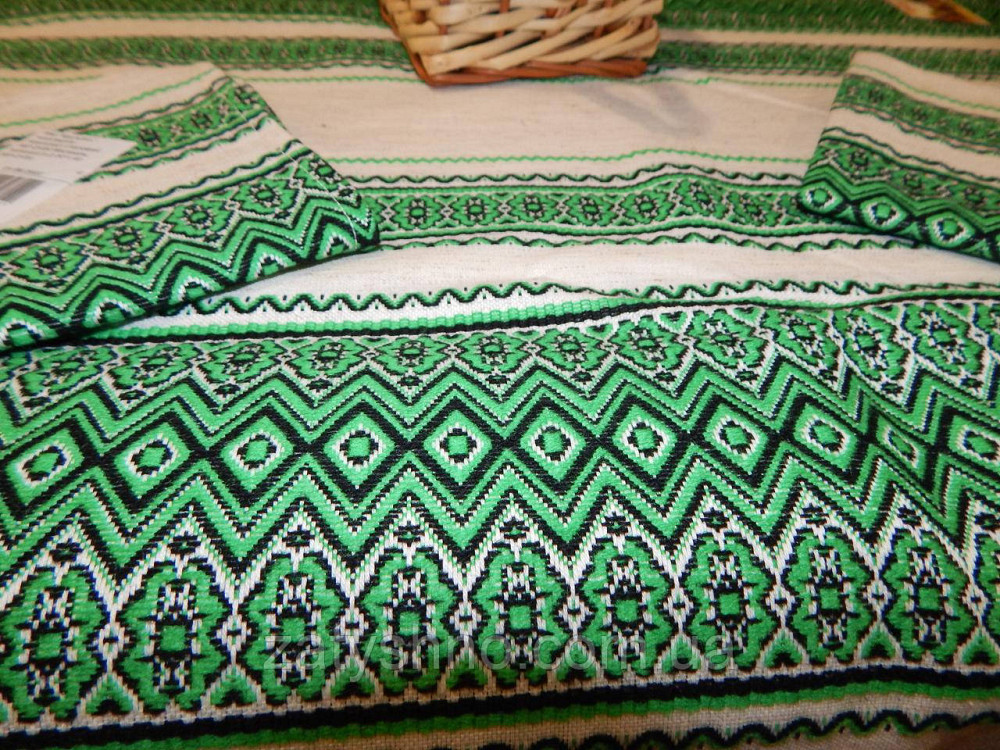 Зелена скатертина вишита на льону Київ - фото 5