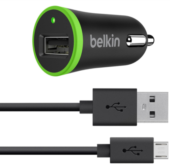 Автомобильное зарядное устройство USB x 1 belkin, 10 WATT, 1.2м кабель MicroUSB Днепр