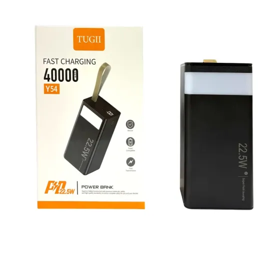 Зовнішній акумулятор Power Bank TUGII Y54 40000 мАг 22.5W QC3.0, дисплей, ліхтар, 2USB+Type-C Одеса