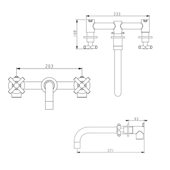 Смеситель для умывальника настенный WEZER VAL10-10-BLACK черный Киев