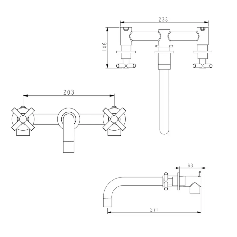 Смеситель для умывальника настенный WEZER VAL10-10-BLACK черный Киев - изображение 3