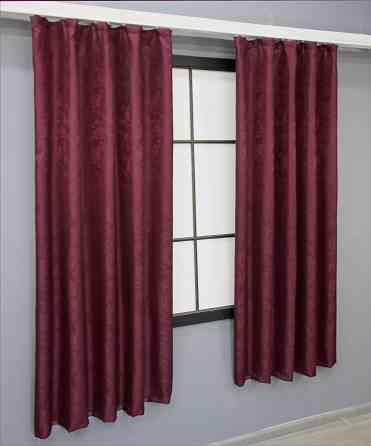 Комплект коротких штор VR-Textil Жакард Мармур Al1 № 1302ш Бордовий 130х170 см 2 шт (35-0254) Київ