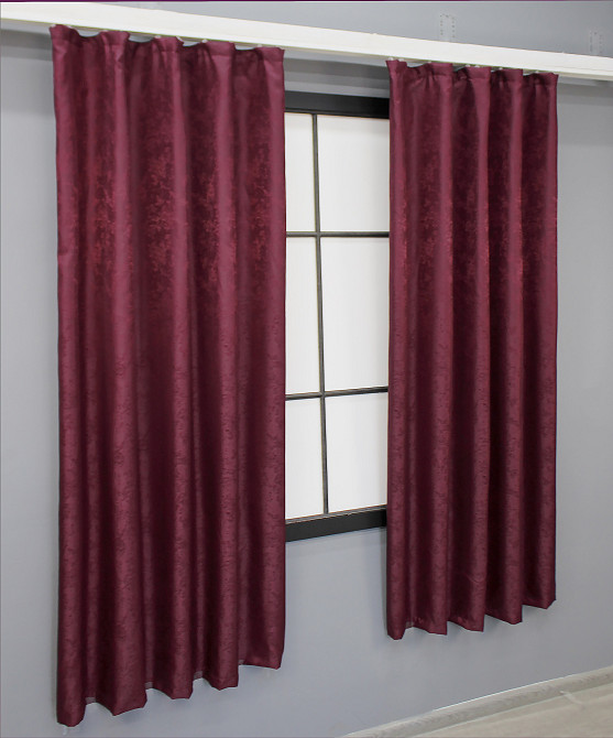 Комплект коротких штор VR-Textil Жаккард Мрамор Al1 № 1302ш Бордовый 130х170 см 2 шт (35-0254) Киев - изображение 3