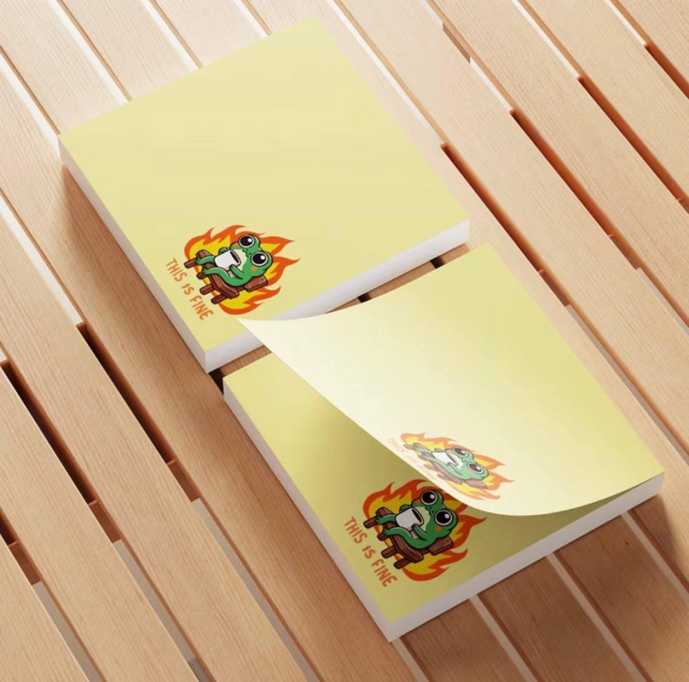 Набір липких нотаток 4 шт по 50 аркушів This Is Fine клейкі стікери Київ - фото 2