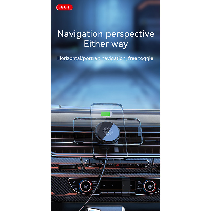Держатель телефона автомобильный XO с беспроводной зарядкой CX015 15W Magnetic Car Air Outlet Wireless черный Львов - изображение 7