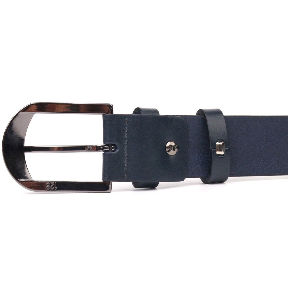 Добротний чоловічий ремінь під штани з натуральної шкіри Grande Pelle 21453 Синій Київ - фото 5