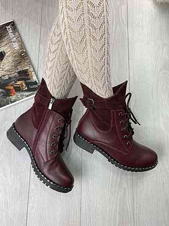 Injers Черевики жіночі INJERS бордові натуральна шкіра з хутром (висота 17см, підошва 3см, розм Коломыя