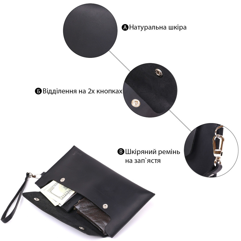 Шкіряна матова тревел-косметичка унісекс Shvigel 16426 Чорний Київ - фото 4