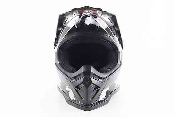 Шолом кросовий/ендуро/АТV зі склом BLD-819-7 L (59-60см), ЧОРНИЙ/СІРО-СИНІЙ Киев