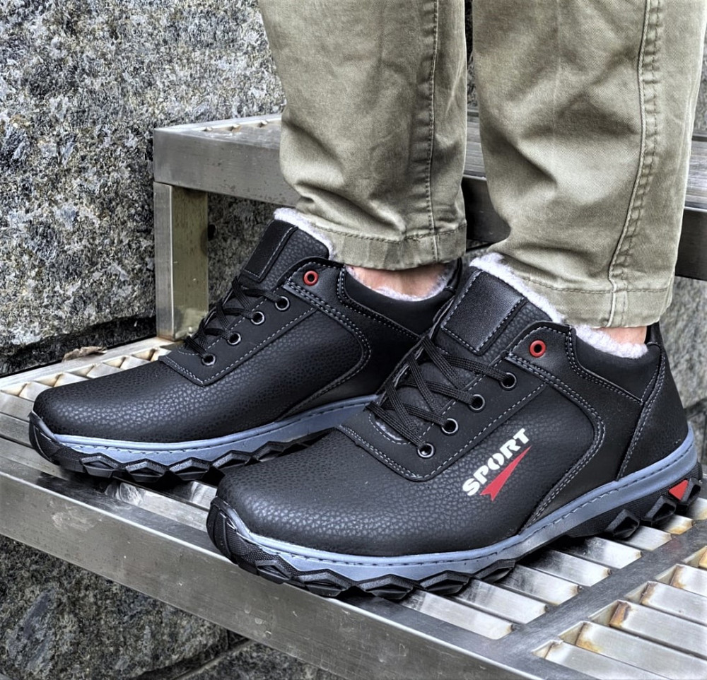 Кросівки ЗИМНІ На Хутрі Чорні Туфлі (розміри: 41,42,43,44) Дніпро - фото 2