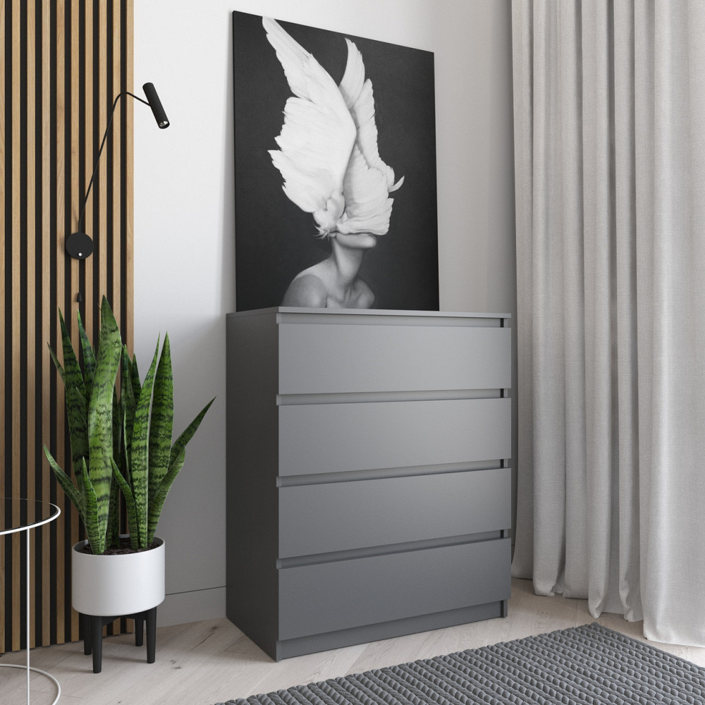 Комод VAYS R-4, на 4 шухляди без ручок, ЛДСП 80×40×98 см – для дому, офісу, вітальні, спальні Львів - фото 3