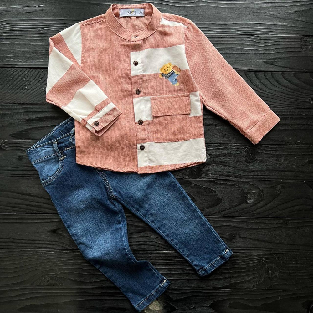 Дитячий Костюм (Сорочка + Джинси) MSC Теракота, 92-98 пакунок малюка Киев - изображение 1